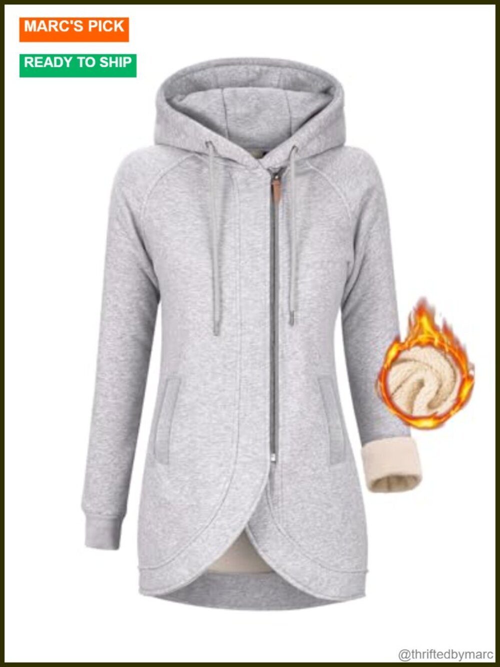Womens Sherpa Fleece Zip Up Hoodie Jacket Oversized Heavyweight Winter